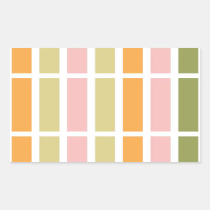 Pegatina Rectangular Oro rosa naranja y franjas verdes