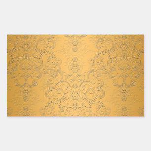 Pegatina Rectangular Oro simulado con diseño ornamentado en relieve