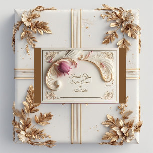 Pegatina Rectangular Oro Suave Grandiosidad Barroca con Remolino Floral