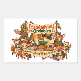Pegatina Rectangular Orquesta de Friendsgiving Calcomanías de Acción de