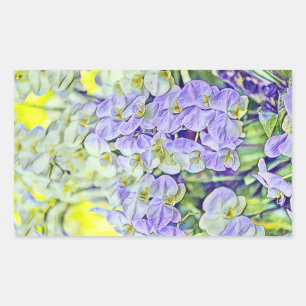 Pegatina Rectangular Orquídeas amarillas de color púrpura y suave color