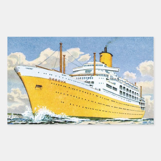 Pegatina Rectangular Orsova de Orient Line (Anverso)