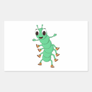Pegatina Rectangular oruga verde