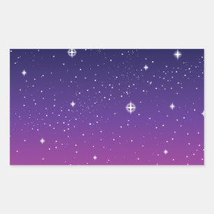 Pegatina Rectangular Oscuro Purple Starry Night Sky