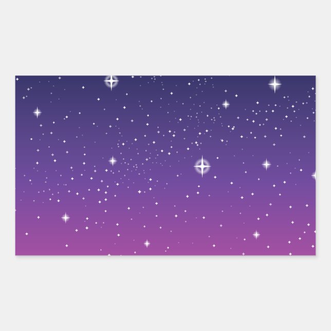 Pegatina Rectangular Oscuro Purple Starry Night Sky (Anverso)