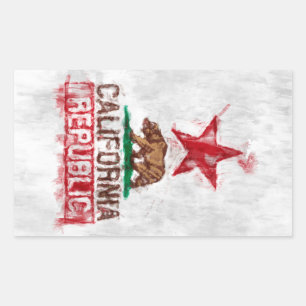 Pegatina Rectangular Oso de bandera de la República de California en de