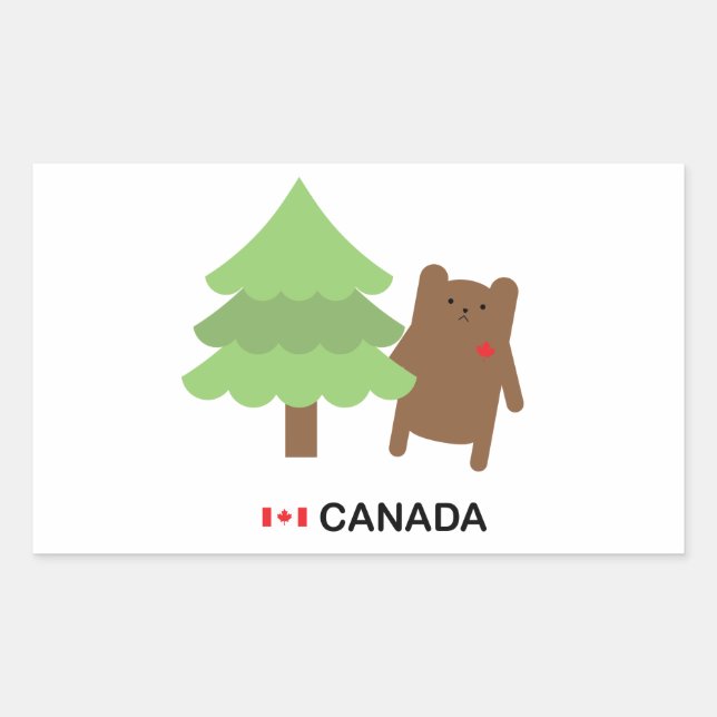 Pegatina Rectangular Oso de Canadá (Anverso)