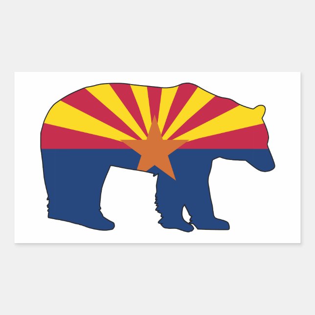 Pegatina Rectangular Oso de la bandera de Arizona (Anverso)