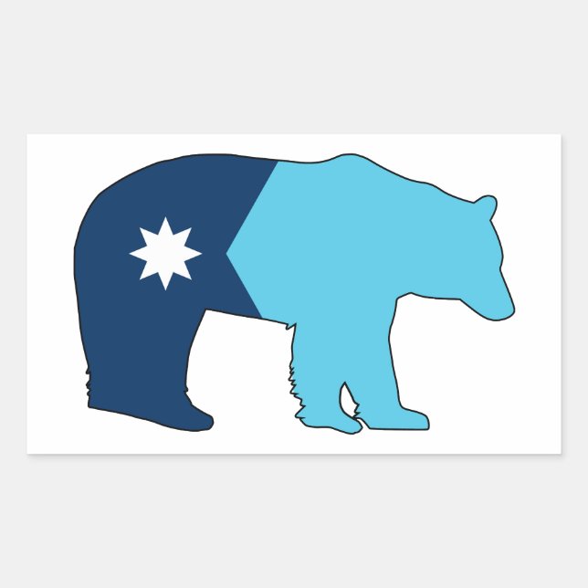 Pegatina Rectangular Oso de la bandera de Minnesota (Anverso)
