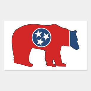 Pegatina Rectangular Oso de la bandera de Tennessee