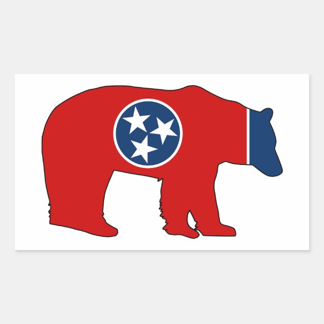 Pegatina Rectangular Oso de la bandera de Tennessee (Anverso)