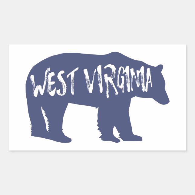Pegatina Rectangular Oso de Virginia Occidental (Anverso)