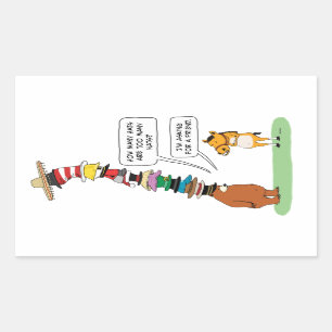 Pegatina Rectangular Oso divertido que lleva muchos gorras