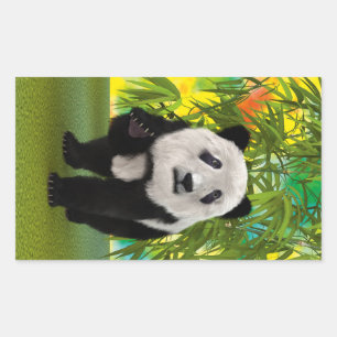 Pegatina Rectangular Oso Panda Lindo Kawaii Regalo Perfecto para Amante
