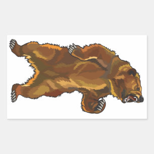 Pegatina Rectangular oso pardo furioso