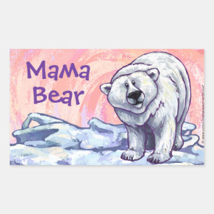 Pegatina Rectangular Oso polar lindo para mamá