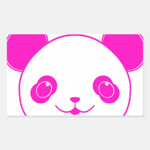 Pegatina Rectangular Oso rosa Kawaii Panda