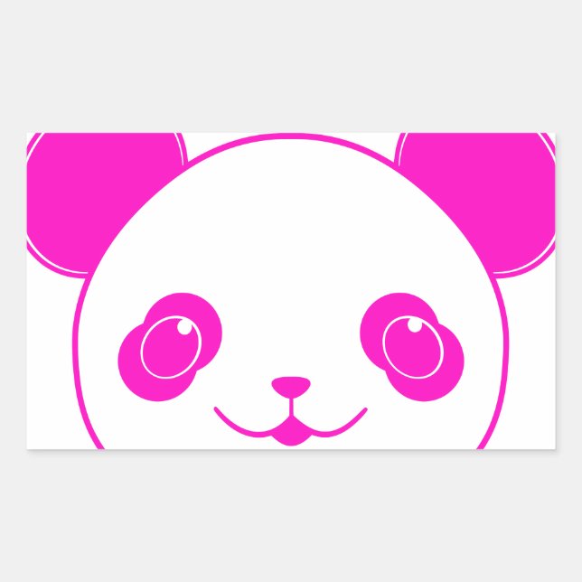 Pegatina Rectangular Oso rosa Kawaii Panda (Anverso)