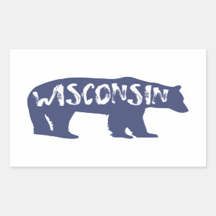 Pegatina Rectangular Oso Wisconsin