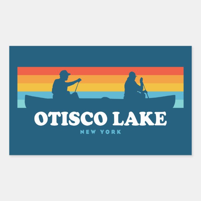 Pegatina Rectangular Otisco Lake New York Canoe (Anverso)