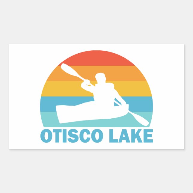 Pegatina Rectangular Otisco Lake New York Kayak (Anverso)
