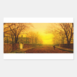 Pegatina Rectangular Otoño Dorado John Atkinson Grimshaw