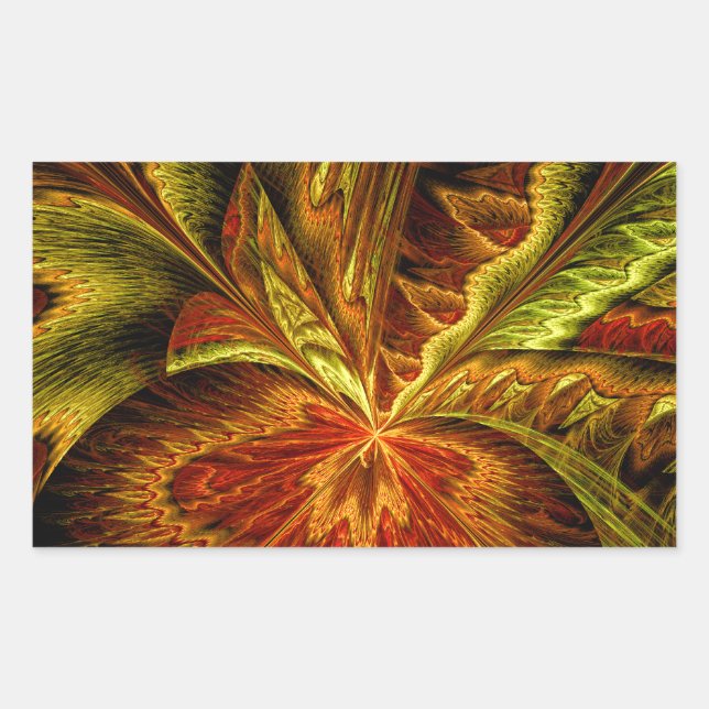 Pegatina Rectangular Otoño Orquídea Resumen Arte Fractal (Anverso)