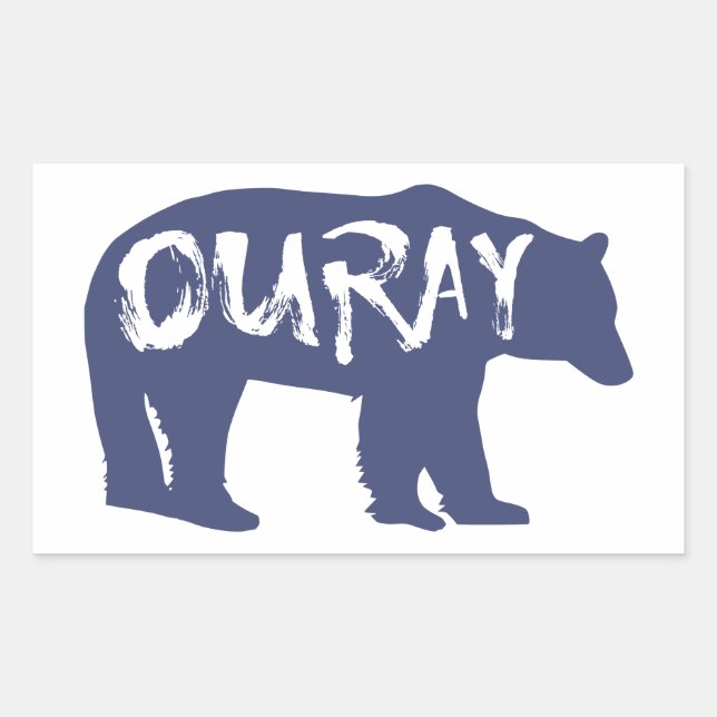 Pegatina Rectangular Ouray Bear (Anverso)
