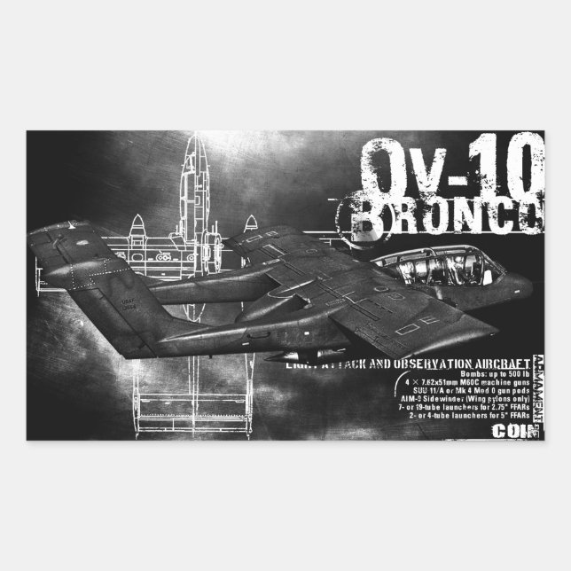 Pegatina Rectangular OV-10 Bronco (Anverso)