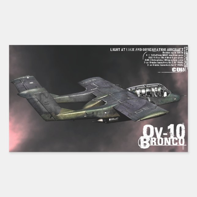 Pegatina Rectangular OV-10 Bronco (Anverso)