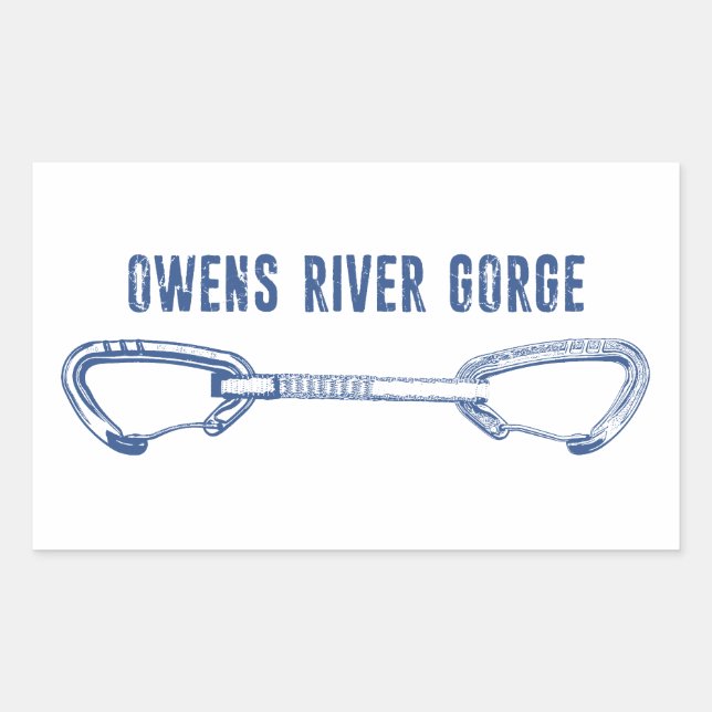 Pegatina Rectangular Owens River Gorge Rock Climbing Quickdraw (Anverso)