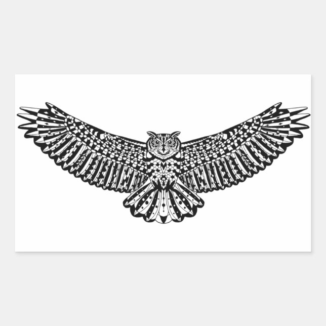 Pegatina Rectangular Owl Doodle (Anverso)
