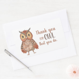 Pegatina Rectangular Owl Gracias