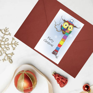 Pegatina Rectangular Owl Snowflakes Scarf Gorra Cute