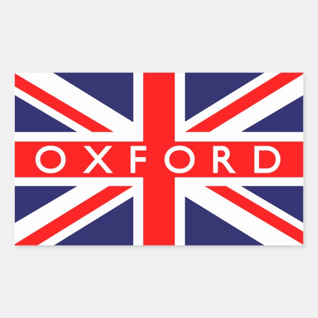 Pegatina Rectangular Oxford: Bandera británica (Anverso)
