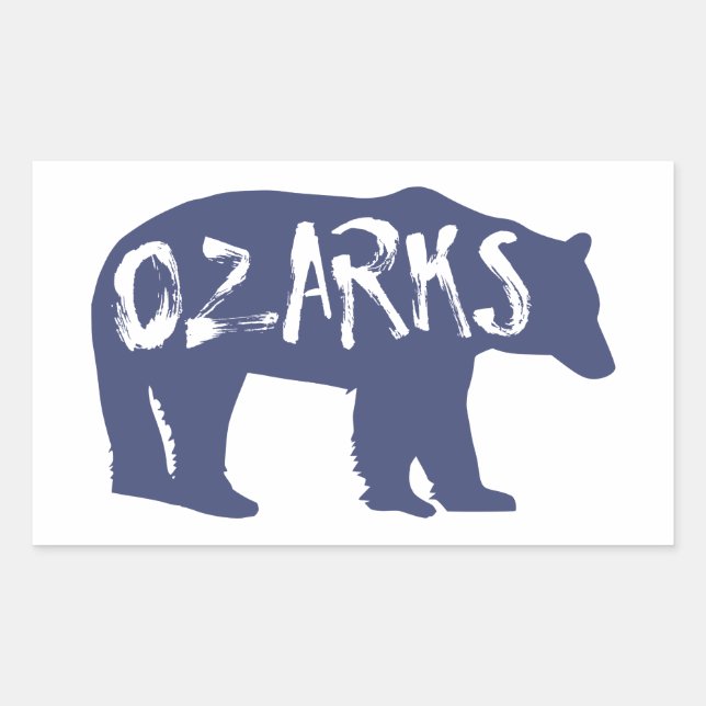 Pegatina Rectangular Ozarks Bear (Anverso)