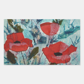 Pegatina Rectangular © P Wherrell Red Poppies Pintura de arte fina