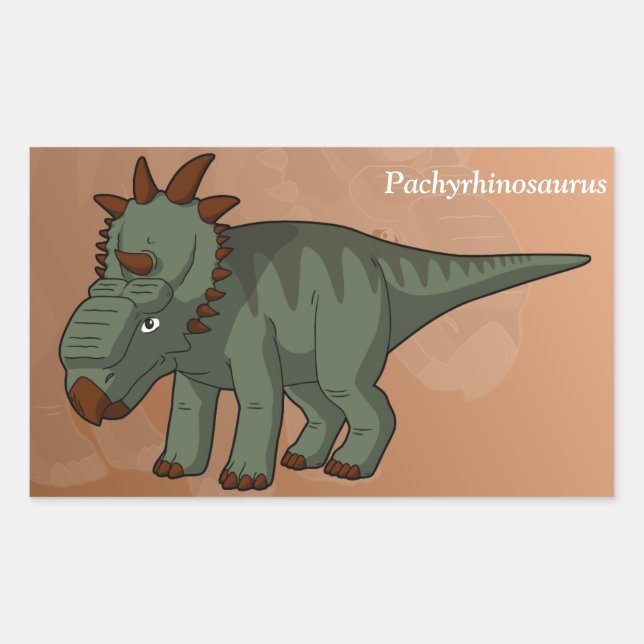 Pegatina Rectangular Pachyrhinosaurio Dinosaurio (Anverso)