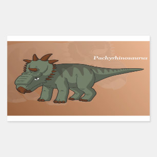 Pegatina Rectangular Pachyrhinosaurio Dinosaurio