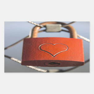 Pegatina Rectangular Padlock del corazón de amor