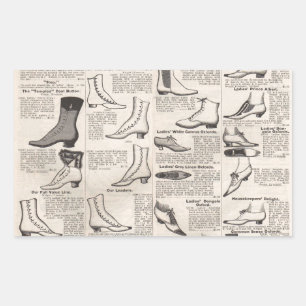 Pegatina Rectangular Página de catálogo de zapatos antiguos para damas