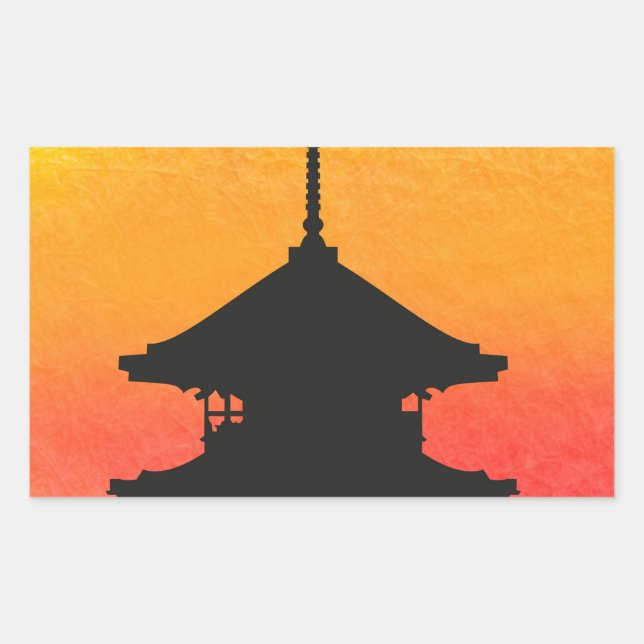 Pegatina Rectangular Pagoda Japón Kyoto (Anverso)