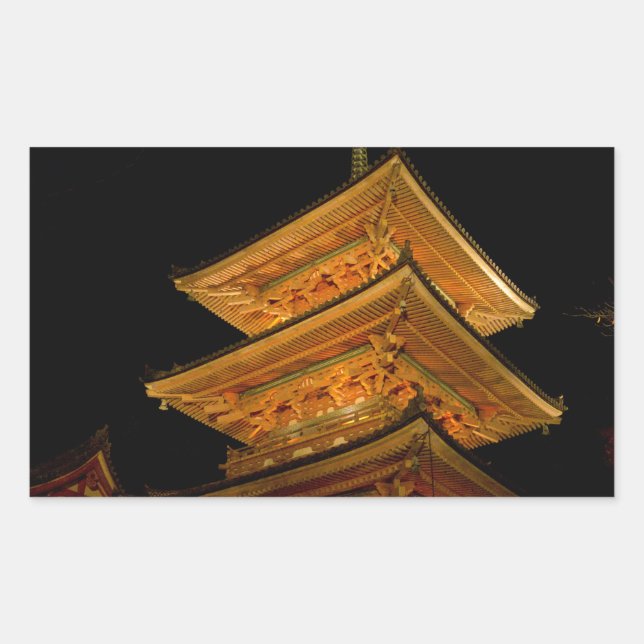 Pegatina Rectangular Pagoda Japón Kyoto (Anverso)