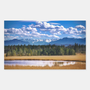 Pegatina Rectangular Paisaje alpino de Montañas Escénicas