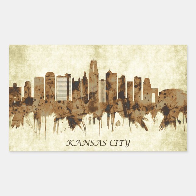 Pegatina Rectangular Paisaje de la ciudad de Kansas (Anverso)