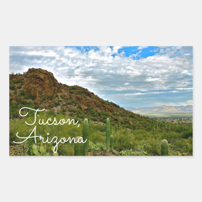 Pegatina Rectangular Paisaje de Tucson, Arizona (Anverso)