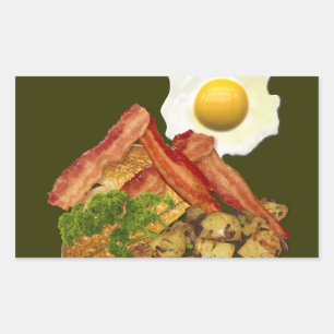 Pegatina Rectangular Paisaje del desayuno Bacon Eggs