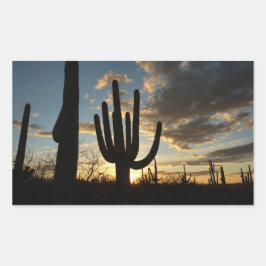 Pegatina Rectangular Paisaje del desierto de Saguaro Sunset II Arizona