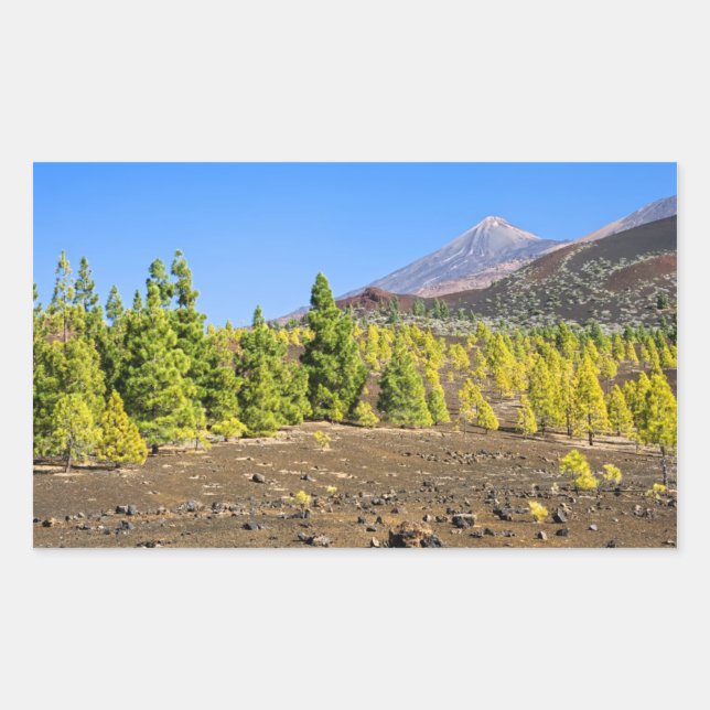 Pegatina Rectangular Paisaje del Parque Nacional del Teide en Tenerife (Anverso)