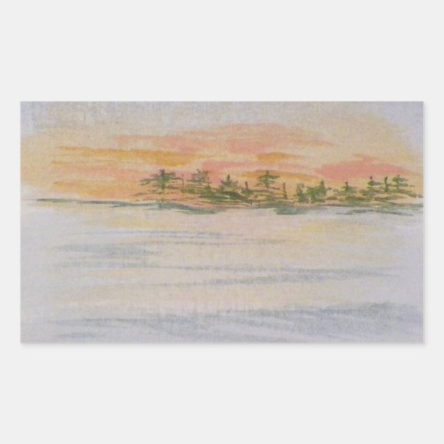 Pegatina Rectangular Paisaje del sol del país (Anverso)